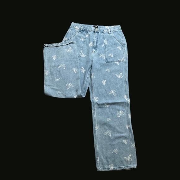 Butterfly Bleached Denim High Waisted - Picture 1 of 6